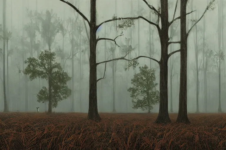 Image similar to scene from louisiana swamps, farm, big oak, pentagram, voodoo, artwork by tim eitel