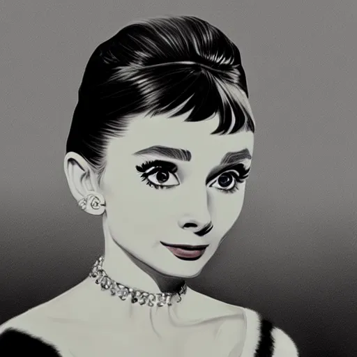 Prompt: audrey hepburn art by salai