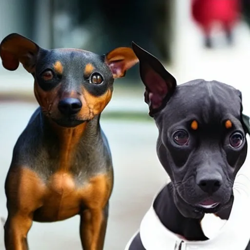 Prompt: a pinscher with snoop dogg head