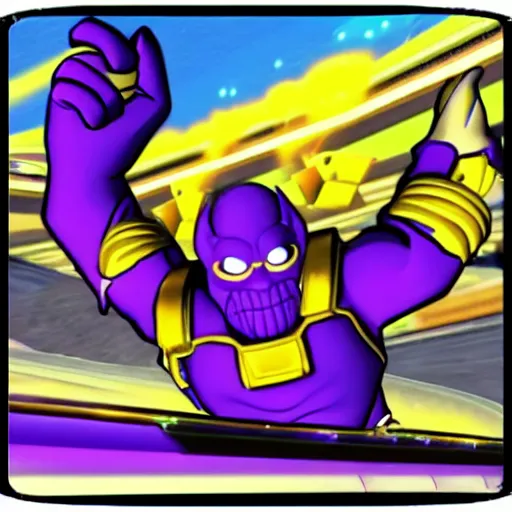 Image similar to thanos in mario kart