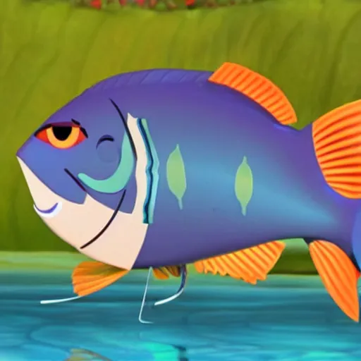 Image similar to fish with four legs. pixar cartoon