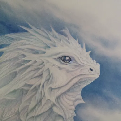 Image similar to a majestic and friendly cloud dragon, portrait