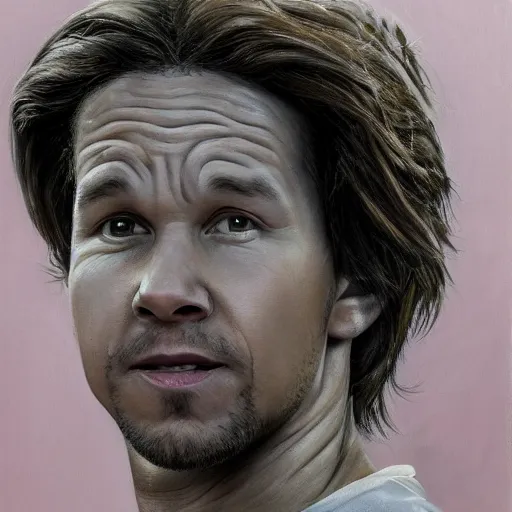 Image similar to portrait of mark wahlberg in makeup as kobe bryant, oil on canvas by william sidney mont, trending on art station