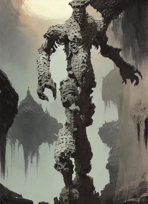 Image similar to stone golem, intricate, elegant, highly detailed, john park, frazetta, sparth, ruan jia, jeffrey catherine jones