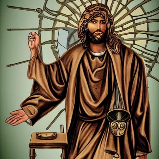 Image similar to steampunk Jesus