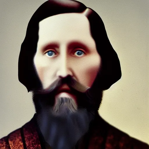 Image similar to rasputin real life photo portrait, digital color restoration life like