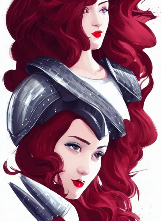 Prompt: a young woman in full plate armor with beautiful hair and red lips in a dramatic pose. she is a knight. clean cel shaded vector art. shutterstock. behance hd by lois van baarle, artgerm, helen huang, by makoto shinkai and ilya kuvshinov, rossdraws, illustration, art by ilya kuvshinov