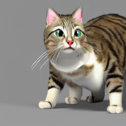 Prompt: adorable poorly 3 d rendered cat