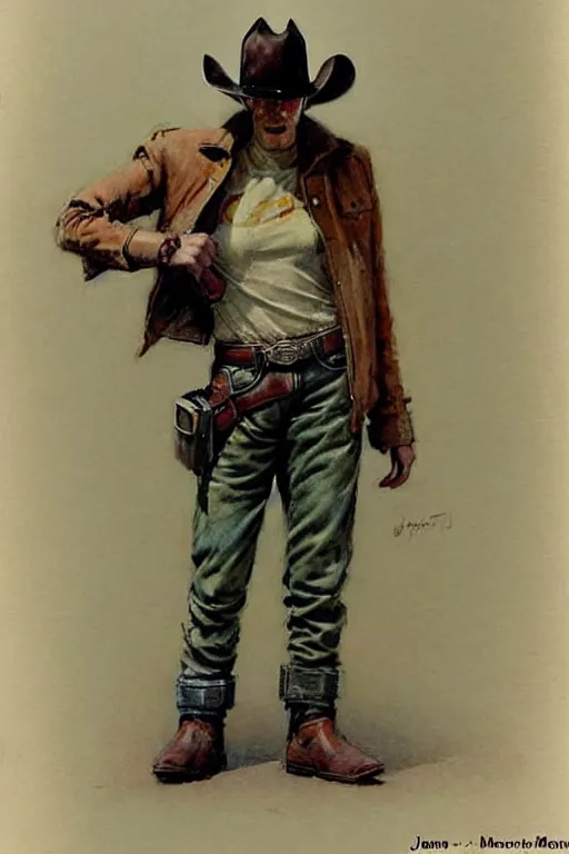 Image similar to ( ( ( ( ( 1 9 5 0 s retro future robot android west world cowboy. muted colors. ) ) ) ) ) by jean - baptiste monge!!!!!!!!!!!!!!!!!!!!!!!!!!!!!!