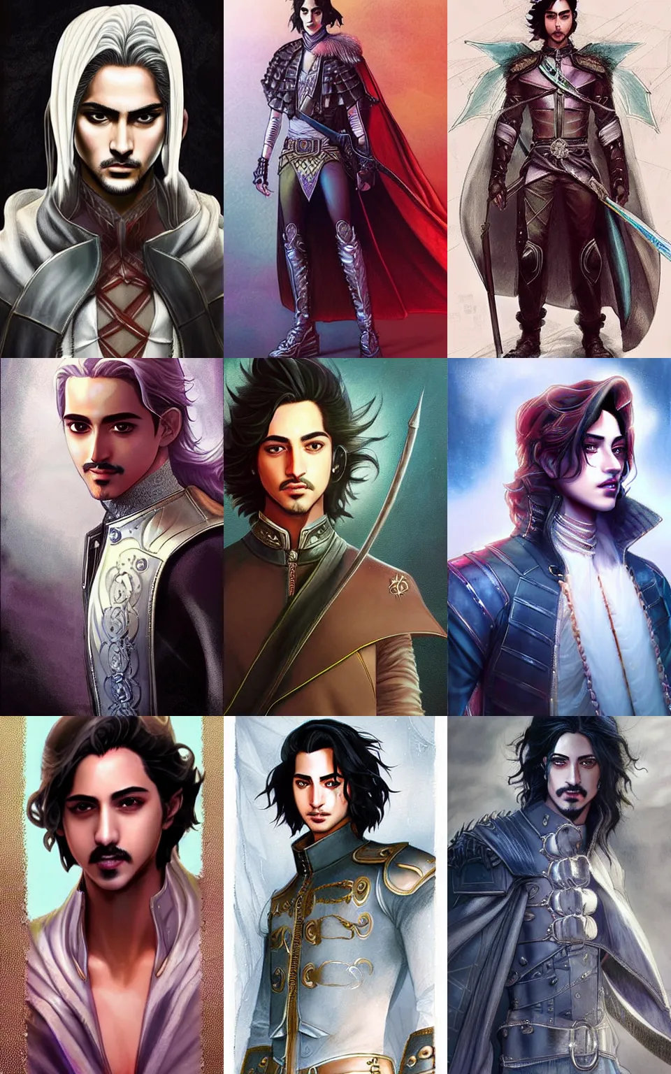 Prompt: Avan Jogia as a prince. Glowing eyes, silver crown, leather boots. Character design by charlie bowater, ross tran, artgerm, and makoto shinkai, detailed, inked, western comic book art, 2021 award winning painting