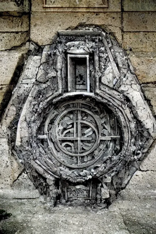 Prompt: absurd ruins of ancient technology, coered in sigils, opening the portal to another dimension, cg society