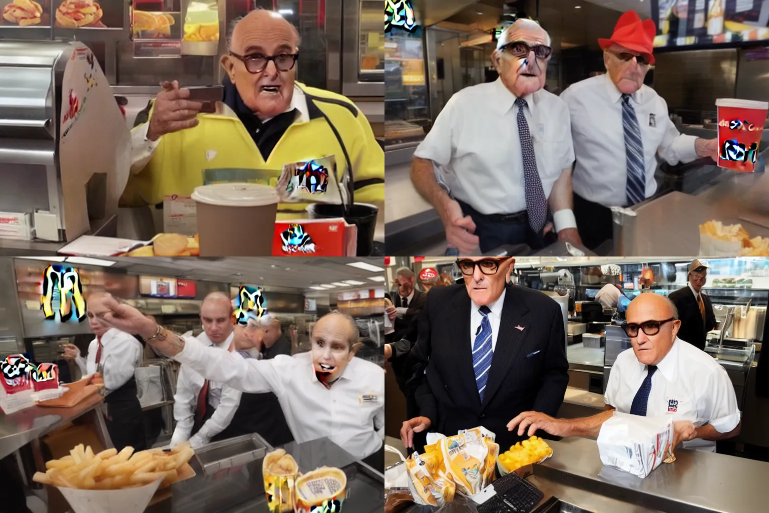 Prompt: Rudy Giuliani working at McDonalds