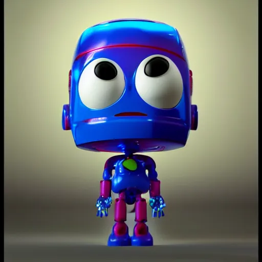 Image similar to single crazy melting plastic toy Pop Figure Robot, C4d, by pixar, by dreamworks, in a Studio hollow, by jeff koons