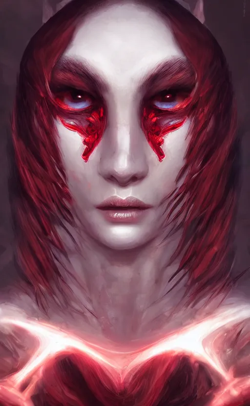 Image similar to face portrait of dragon kin woman, with pretty red ruby eyes, dynamic lighting, fantasy concept art, trending on art station, stunning visuals, creative, cinematic, ultra detailed