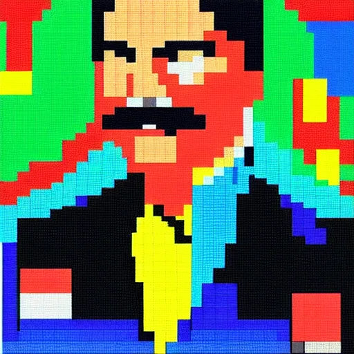 Prompt: tom selleck, vivid colors, 8 - bit pixel art