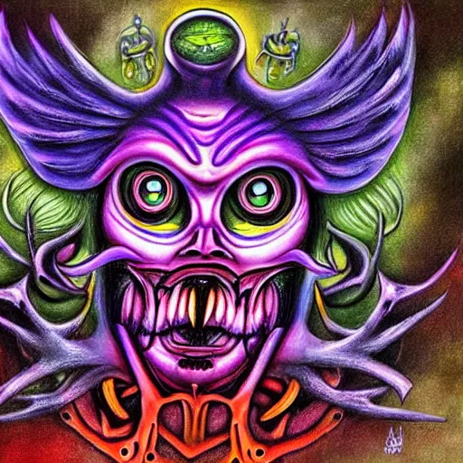 Image similar to a monster that looks like brian redban, airbrush art, shamanic horror lsd art, by basuki abdullah