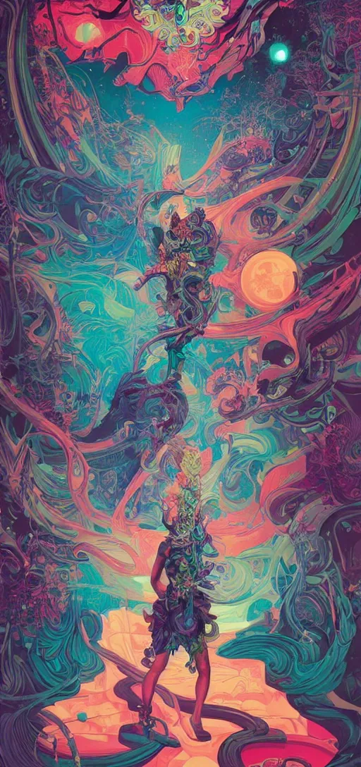 Image similar to Tristan Eaton, victo ngai, peter mohrbacher, artgerm scene of distant galaxy. psychedelic. neon colors