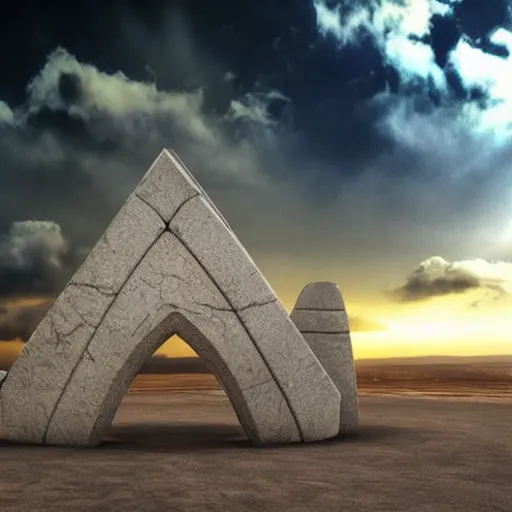 Prompt: stargate made of stone that form a circle, cinematic view, epic sky : : highly detailed