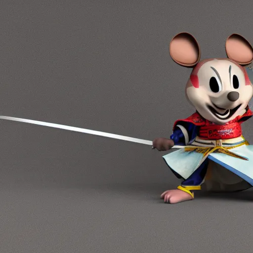 Prompt: samurai mouse with big muscles and swords, epic pose, 8 k dynamic render