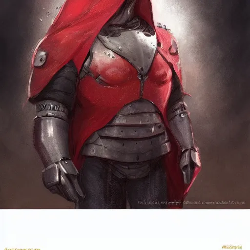 Image similar to Anthropomorphic Pig in a red hood by rossdraws,greg rutkowski,and Sarah Andersen,ambient style, very detailed,detailed armor,detailed helmet