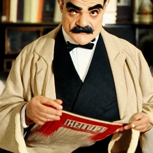 Image similar to david suchet as hercule poirot