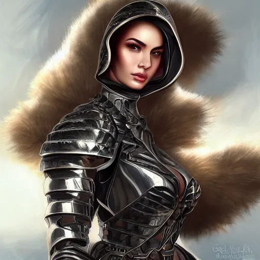 Image similar to portrait of a gorgeous russian woman in armor by artgerm