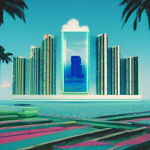 Image similar to vaporwave album cover