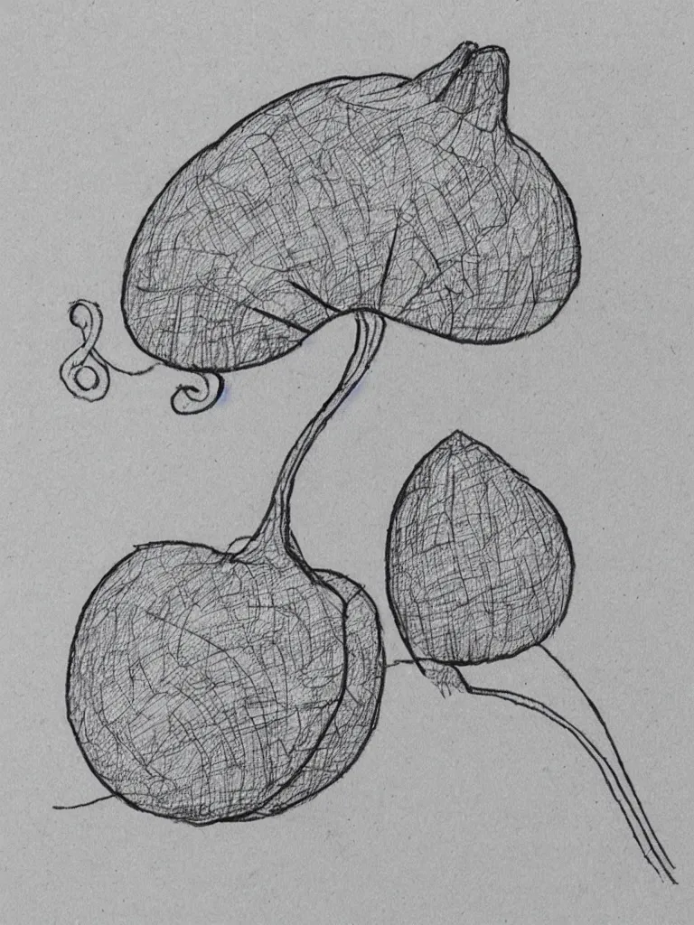 Image similar to a sketch of an acorn that turns into a tree in the shape of a treble clef with a gradient line in the middle, single line drawing