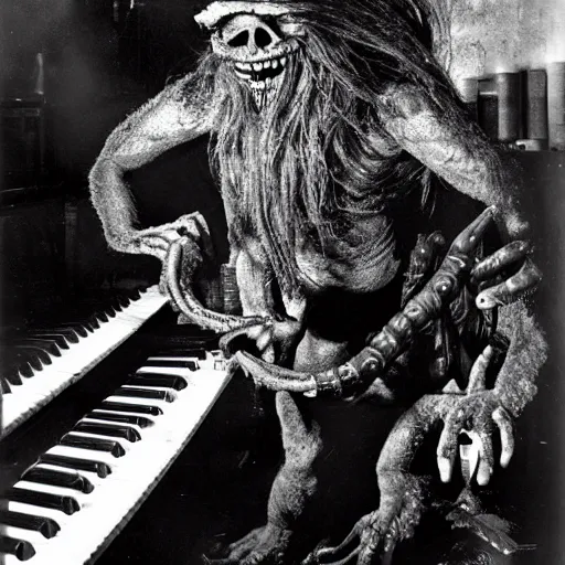 Image similar to davy jones monster playing organ