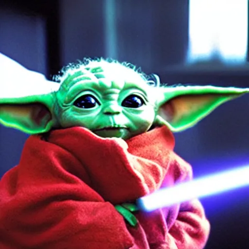 Image similar to Baby Yoda as a sith lord