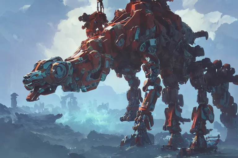 Image similar to scrapper machine mecha animal beast robot of horizon forbidden west horizon zero dawn bioluminiscence, behance hd by jesper ejsing, by rhads, makoto shinkai and lois van baarle, ilya kuvshinov, rossdraws global illumination