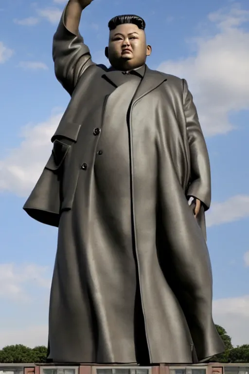 Prompt: a gigantic statue of kim jong un standing on the united states liberty island, symmetry, awesome exposition, very detailed, highly accurate, 8 k