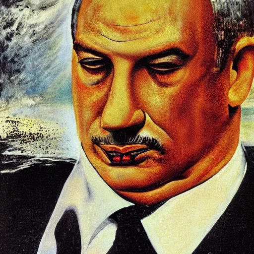 Prompt: a portrait of benjamin netanyahu melting, by salvador dali