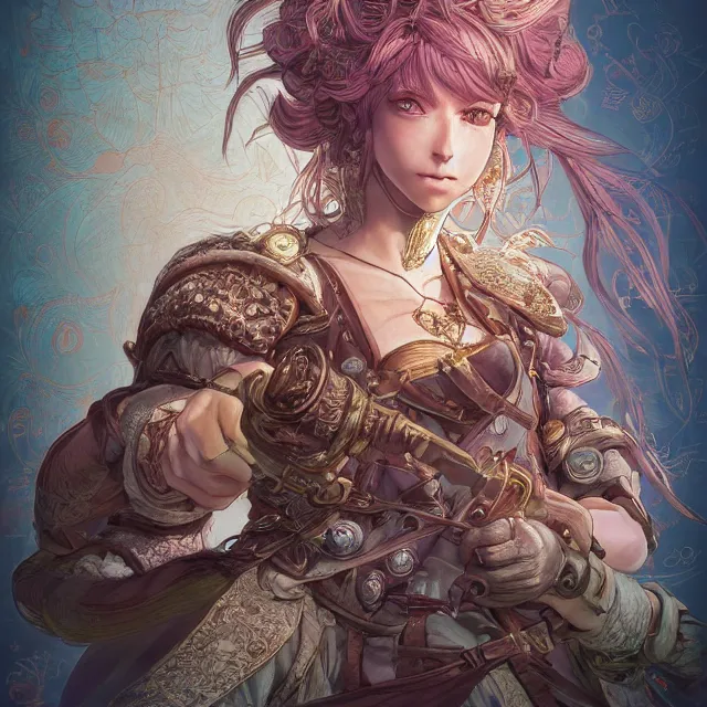 Image similar to the portrait of neutral good colorful female cleric bard as absurdly beautiful, gorgeous, elegant, skinny young gravure idol, an ultrafine hyperdetailed illustration by kim jung gi, irakli nadar, intricate linework, sharp focus, bright colors, octopath traveler, final fantasy, unreal engine 5 highly rendered, global illumination, radiant light, detailed and intricate environment