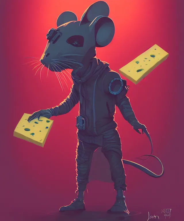 Image similar to a portrait of an anthropomorphic cyberpunk mouse holding a cheese, cyberpunk!, fantasy, elegant, digital painting, artstation, concept art, matte, sharp focus, illustration, art by josan gonzalez