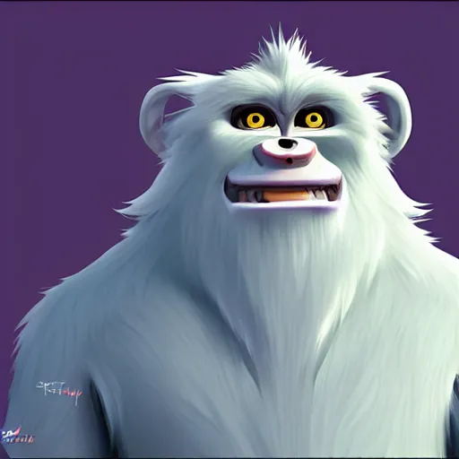 Prompt: concept art for the yeti, a white snow primate, in style of disney animation, expressive face, detailed face, detailed eyes, full body, feminine face, tracer overwatch, disney, pixar