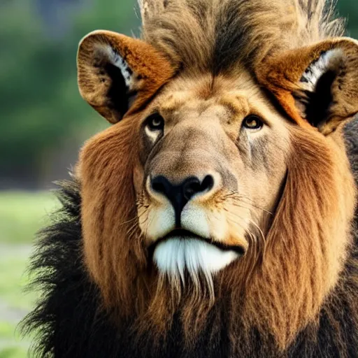 Image similar to photo of moose with the face of a lion