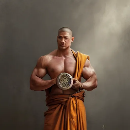 Prompt: antelope deer wolf reptile furry hairy fluffy bodybuilder wearing a monk robes holding incense burner. natural lighting by ruan jia, portrait