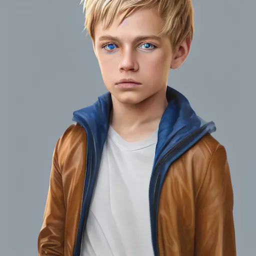 a detailed full body portrait of a blonde boy with