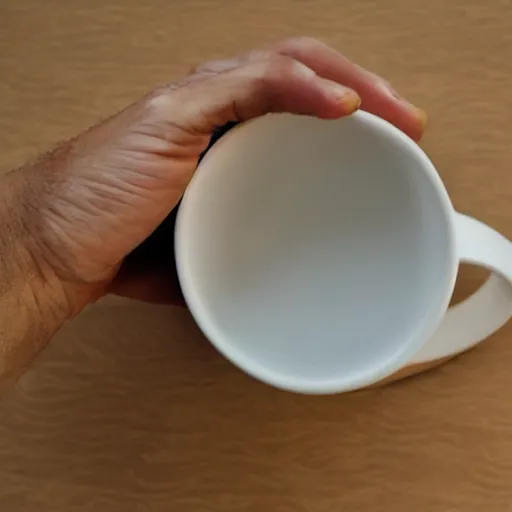 Image similar to one hand holding a cup handle