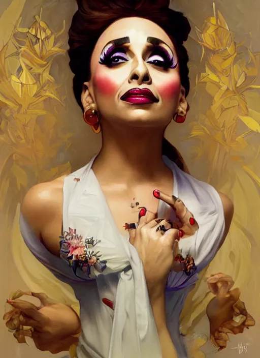 Image similar to bianca del rio, painting by artgerm and greg rutkowski and alphonse mucha