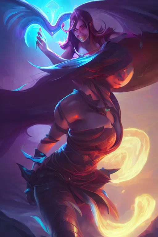 Prompt: morgana league of legends wild rift hero champions arcane magic digital painting bioluminance alena aenami artworks in 4 k design by lois van baarle by sung choi by john kirby artgerm style pascal blanche and magali villeneuve mage fighter assassin