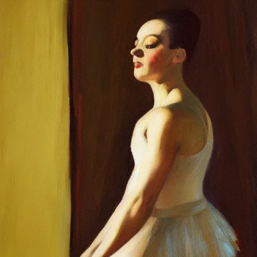 Image similar to portrait of a ballerina, impasto paint, 8 k, cinematic light, shadows, reflection highlights in the paint, in the style of francisco de goya,