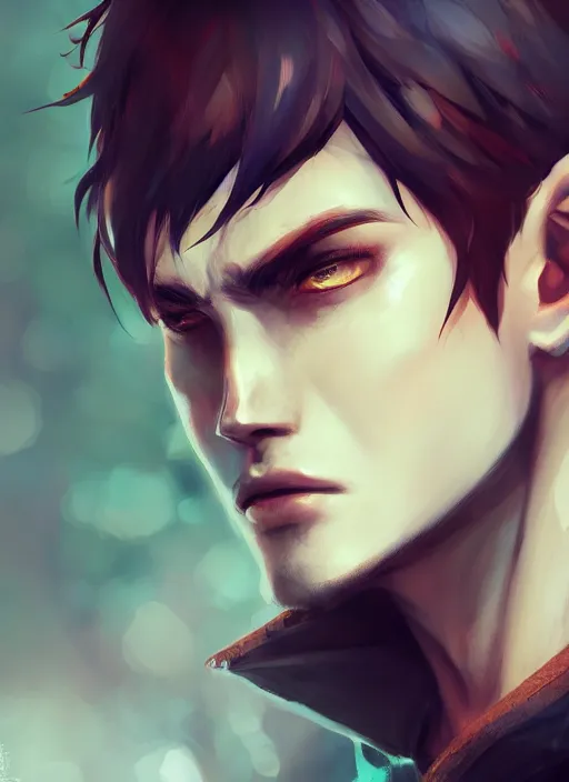 Image similar to detailed beautiful male character art, concept art, depth of field, on amino, by sakimichan patreon, wlop, weibo, byc. net, byc high quality art on artstation.