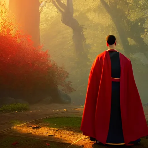 Image similar to a wholesome animation key shot of a black mallard, wearing red cultist robe, pixar and disney animation, sharp, rendered in unreal engine 5, anime key art by greg rutkowski, bloom, dramatic lighting