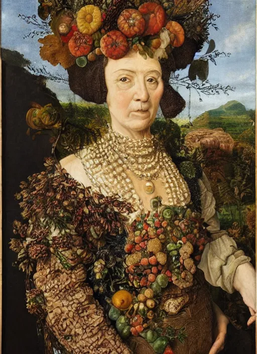 Image similar to a portrait of a noble woman in the style of gioseppo arcimboldo,