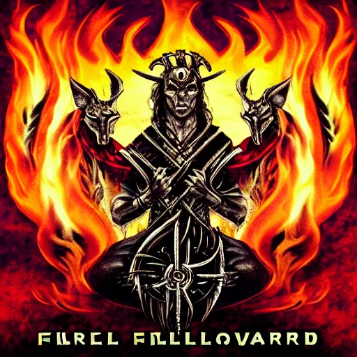 Prompt: album cover art for the metal band firelord