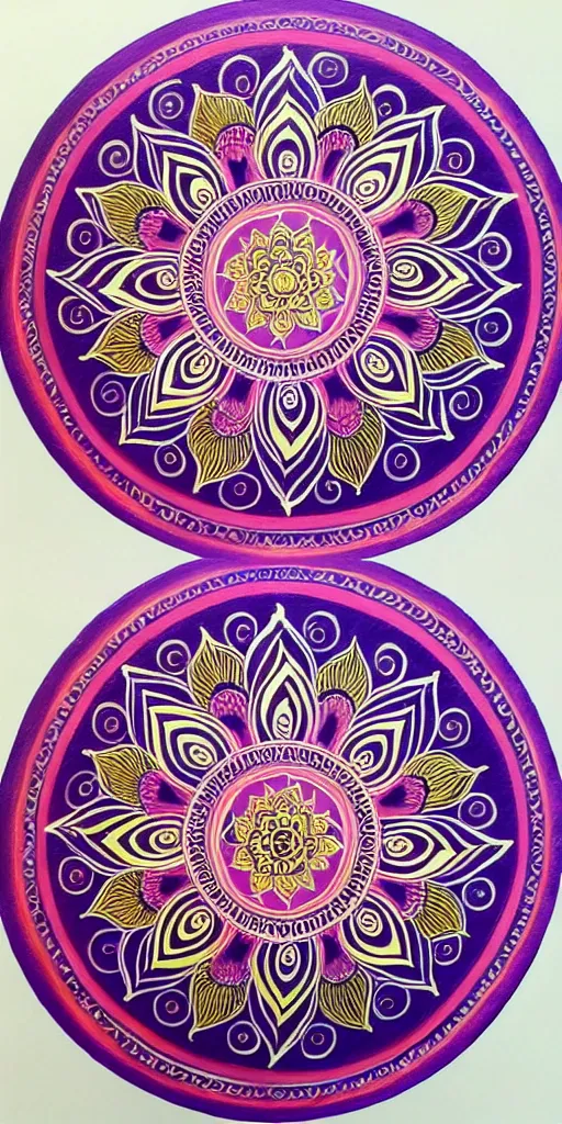 Image similar to a very intricate gaint lotus mandala half painted