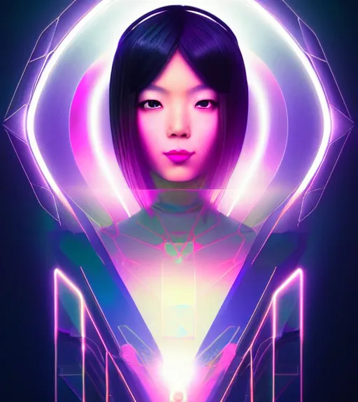 Image similar to symmetry!! asian princess of technology, solid cube of light, hard edges, product render retro - futuristic poster scifi, lasers and neon circuits, beautiful asian princess, intricate, elegant, highly detailed, digital painting, artstation, concept art, smooth, sharp focus, illustration, dreamlike, art by artgerm