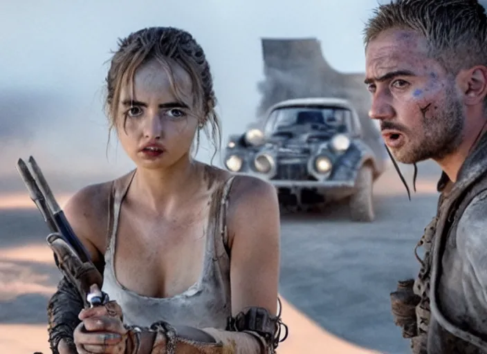 Image similar to ana de armas in mad max fury road, cinestill colour, anamorphic